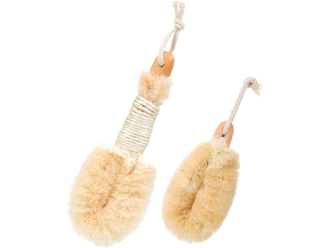Conjunto De 2 Escovas Esfoliantes Cabilock Com Fibras Naturais Sisal, Escova Para O Corpo Seco, Escova De Banho, Design