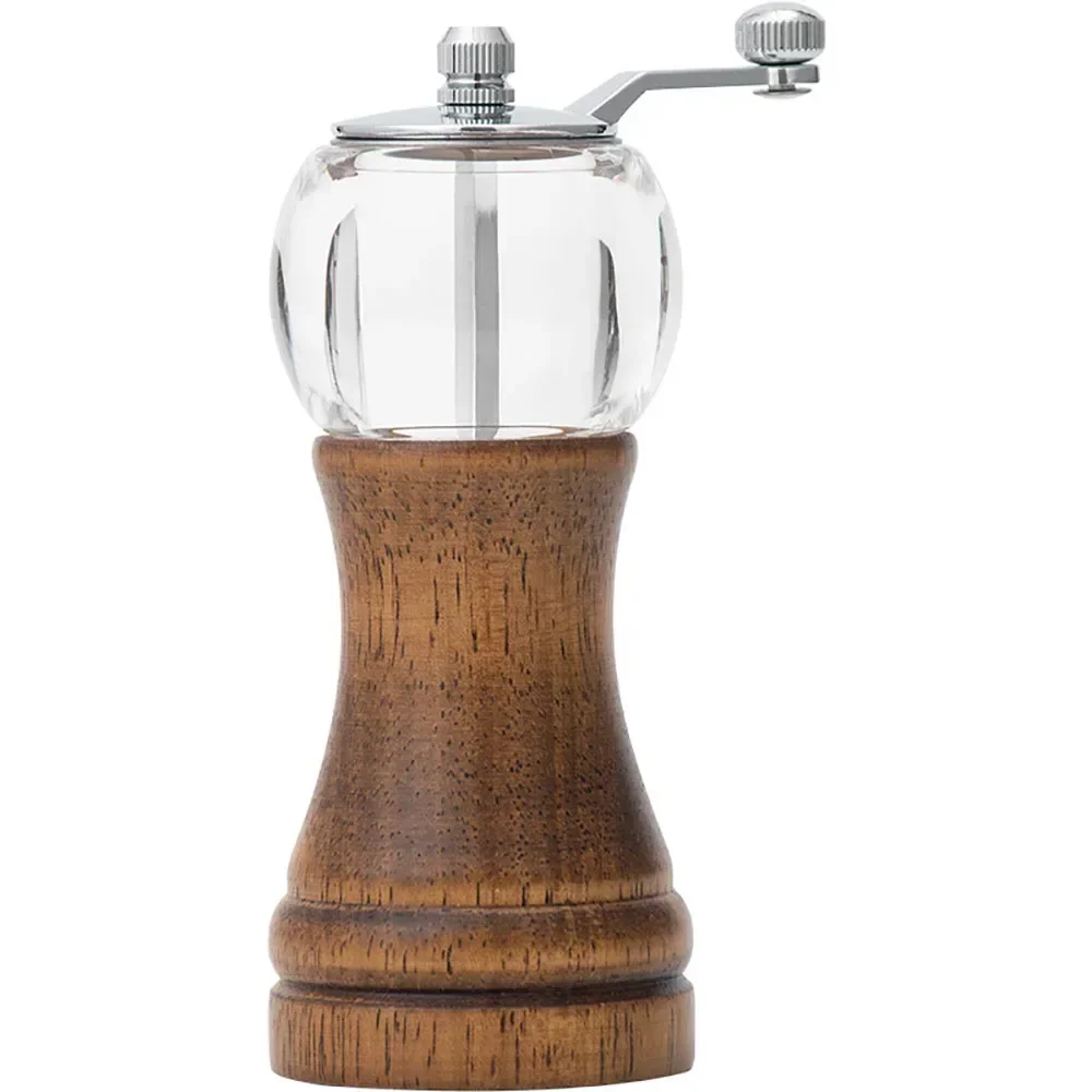 Moedor Multifuncional Manual com Manivela, Utensílio de Cozinha em Madeira Maciça para Temperar. MDUG (cor Escura)