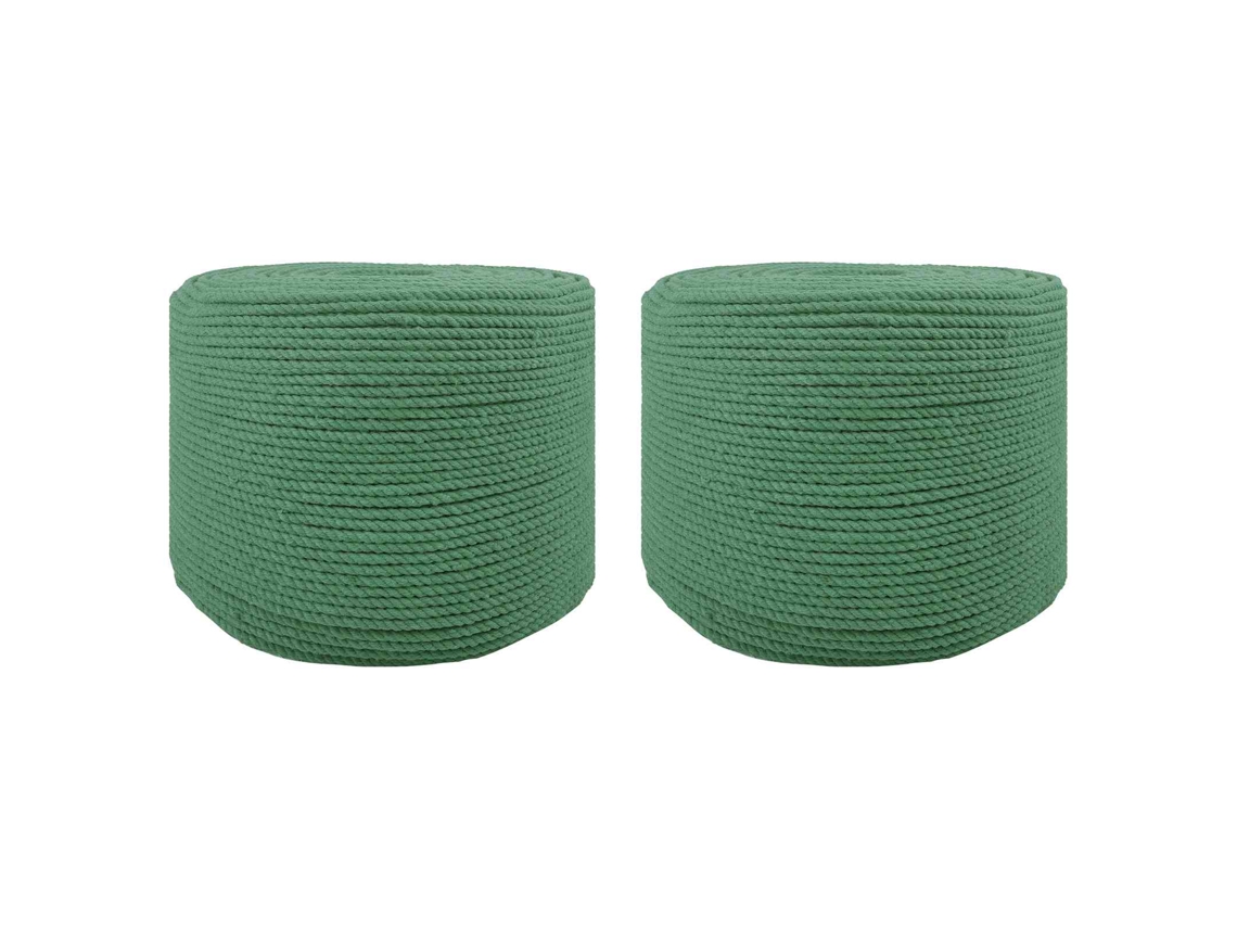 Vidaxl Cordão De Algodão 2 Unid. 2 Mm 100 M Verde 100% Algodão