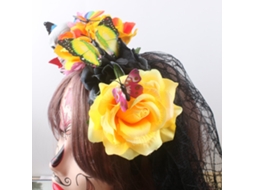 Tiara De Halloween Día De Los Muertos Com Flores Laranjas