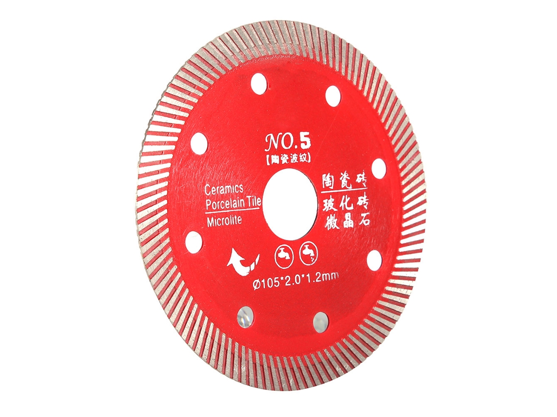 Disco de serra diamantado com grade para corte de concreto, granito, mármore, azulejo e pedra, 105 mm