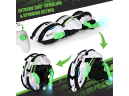 Carro De Controle Remoto 2.4ghz Carro De Stunt Com Luzes 360° Rolamento Deformável Para Adolescentes Meninos