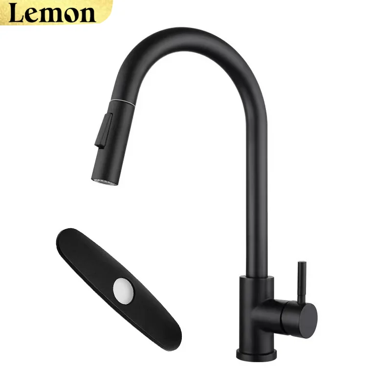 Torneira De Cozinha Com Bico Extensível Em Dourado Escovado (preto)