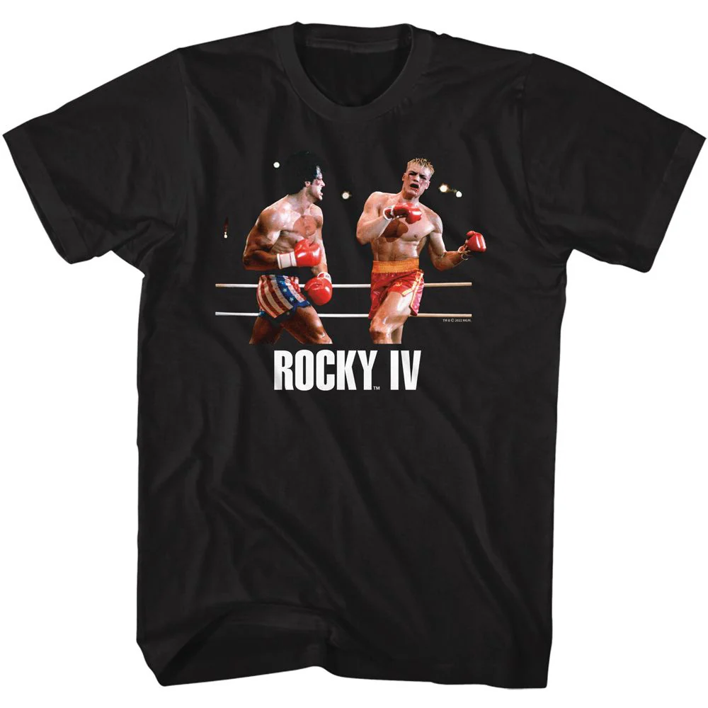 Unisex Adult T-shirt Rockinstone Rocky Movie Knock Out Black Sizexxl