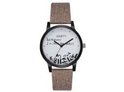 Relógio de pulso masculino Gaiety, moderno e casual, com mecanismo de quartzo e mostrador redondo marrom claro.