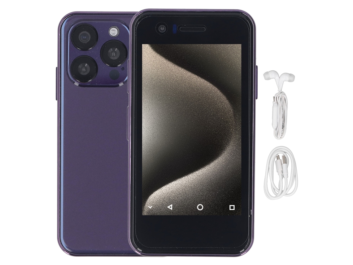 Mali smartphone Pequeno 3.5 Polegadas Dual Sim 4gb 64gb 2000mah Câmeras 5mp 8mp Desbloqueio Facial Android 10 Roxo