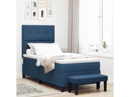 Vidaxl Cama Box Com Cabeceira Azul 80 X 200 Cm Tecido
