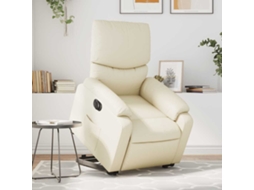 Vidaxl Poltrona Reclinável Elevatória Elétrica Couro Artificial Creme