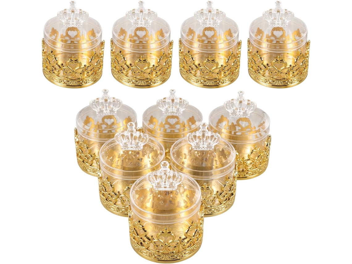 Caixas De Doces Pequenas Em Estilo Europeu, Em Plástico Rígido Dourado Com Design De Tiara, 12 Unidades, Ideais Para