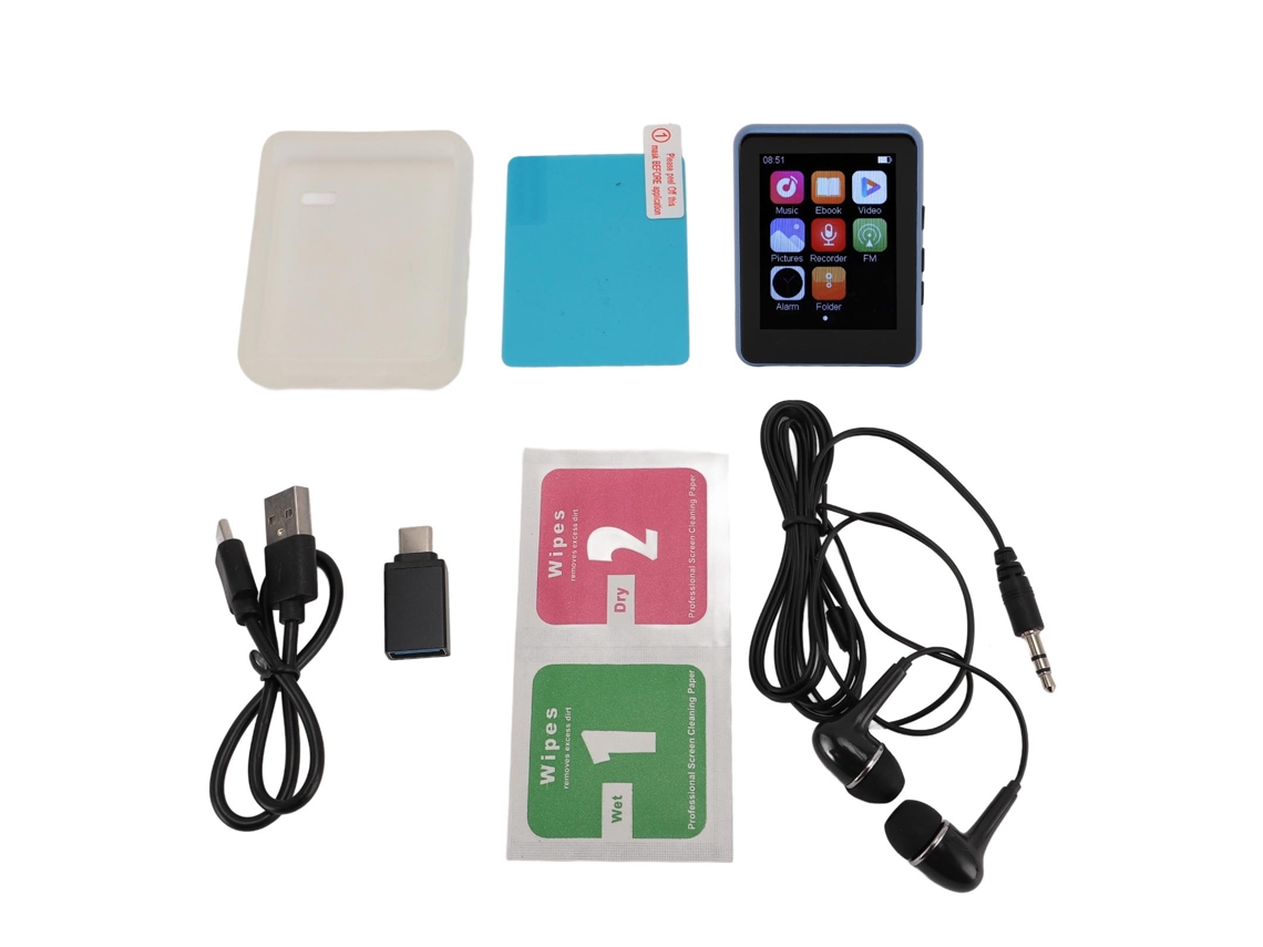 Reprodutor MP3 com 32GB, tela de 2,4 polegadas, Bluetooth, portátil e som Hi-Fi EOOCOO