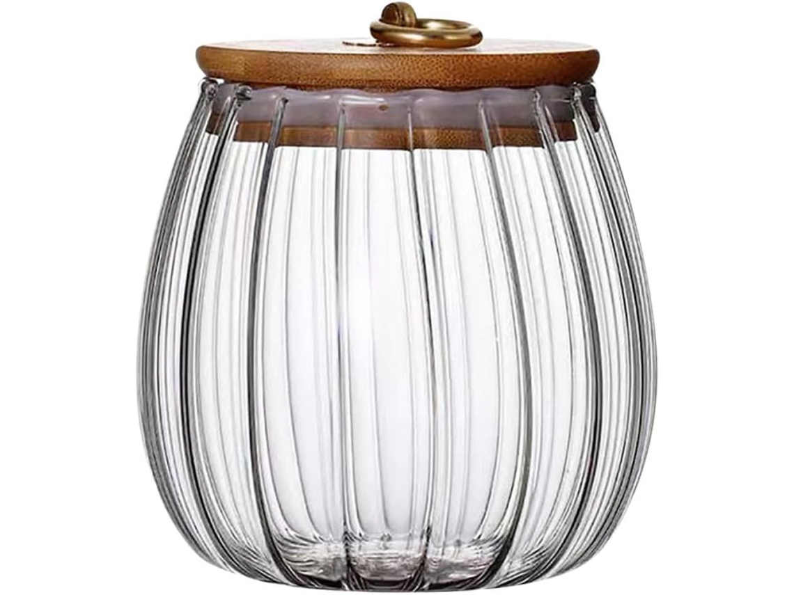 Pote De Vidro Hermético Outanaya Com Tampa, Recipiente Compacto E Portátil Com Design Listrado Para Armazenar Chá Doces