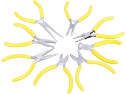 Mini Alicate De Bijuteria Diy Em Aço Amarelo, 12,7 Cm (5 Polegadas), Conjunto De 8 Peças