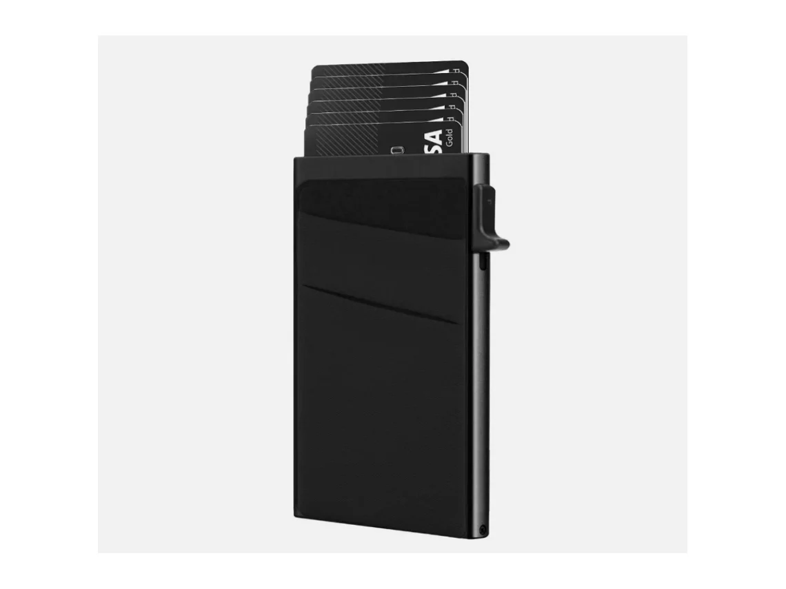 Carteira Minimalista Fina Para Homem Com Bloqueio Rfid E Porta Cartões Automático