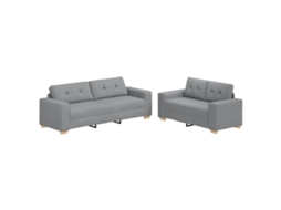 Conjunto de Sofá 2 Peças com Almofadas em Tecido Cinza Claro MAISON EXCLUSIVE