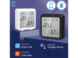 2026 sensor Inteligente de Temperatura e Umidade Tuya Wifi com Controle Remoto Via App, Compatível com Alexa, Tela Lcd, Interior