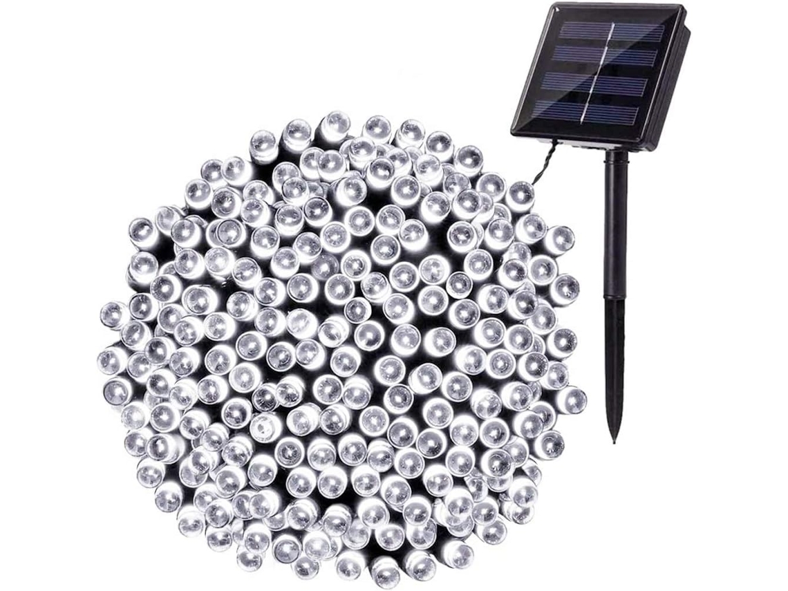 Guirnalda solar para exteriores de 22 m, 200 LED, 8 modos, resistente al agua, ideal para jardín, patio, árboles, vallas, hogar, fiestas y bodas (blanco frío)