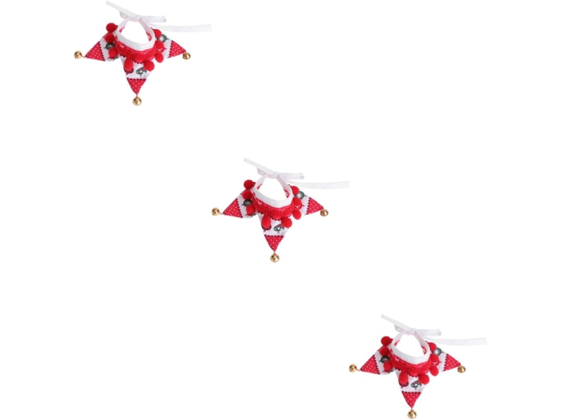 Cachecol De Natal Pet, 3 Peças, Cachecol Triangular Com Sino O Pescoço Do Seu Pet