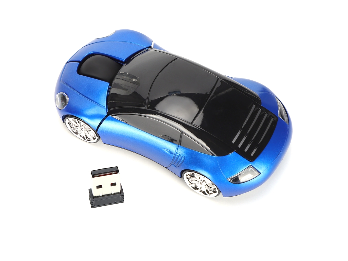 Mouse sem fio 2.4G com receptor USB, design de carro, 1600 DPI, para laptop, desktop, office e games azul | S/MARCA