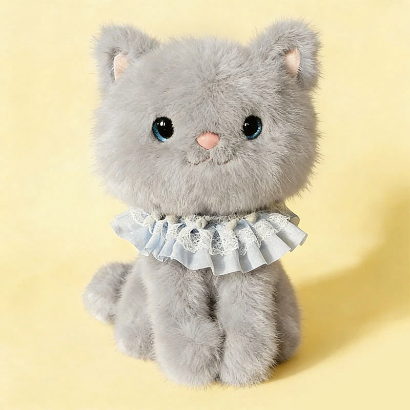 Lindo Gatinho de Pelúcia de Desenho Animado, Adorável Bichinho de Pelúcia MDUG (gato Cinza 25cm)