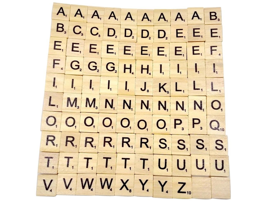 Mali peças de Letras de Madeira Scrabble Brinquedo Educativo Puzzle Não Tóxico para Crianças 100 Peças
