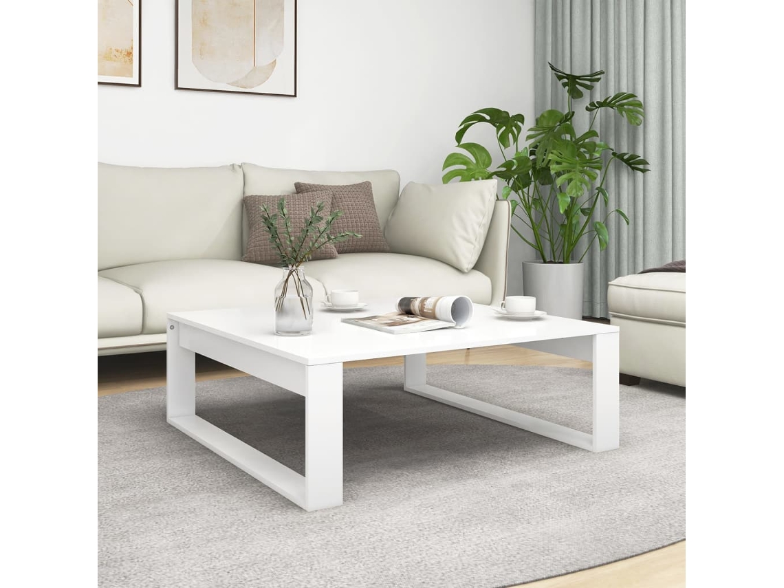 Vidaxl Mesa De Centro 100x100x35 Cm Derivados De Madeira Branco