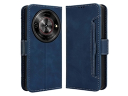 Compre Capa De Couro Tipo Carteira Para Celular Zte Blade A75 5g / Nubia Focus Com Vários Compartimentos Para Cartões, Azul