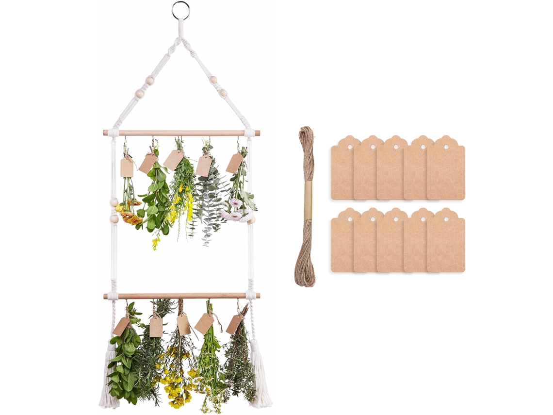 Laxiscreed Ornamento De Parede Com Corda De Vime Para Decoração E Secagem De Plantas