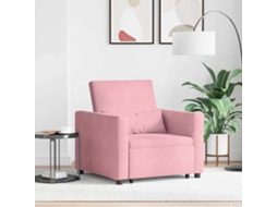 Vidaxl Sofá-camas Retrátil Individual Com Rodas Rosa Claro Veludo