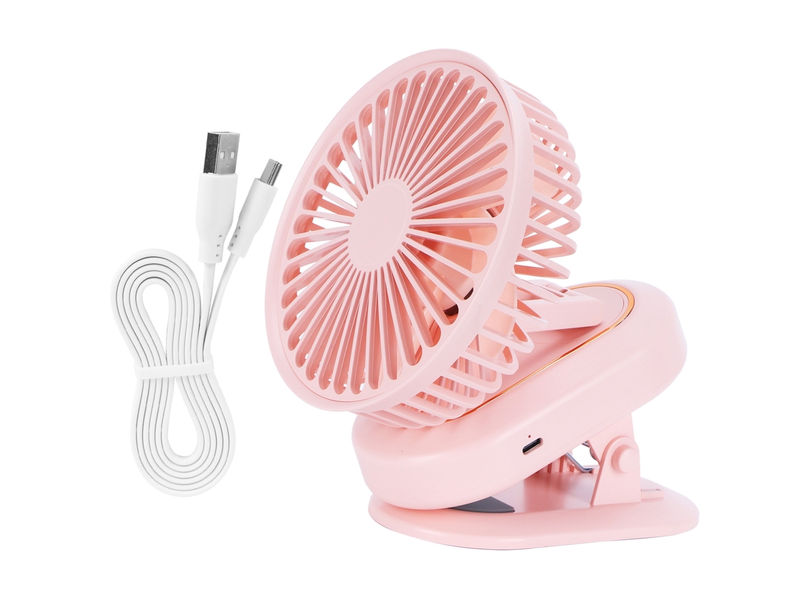 Ventilador Elétrico Portátil 3 Marchas Usb Rosa Verão