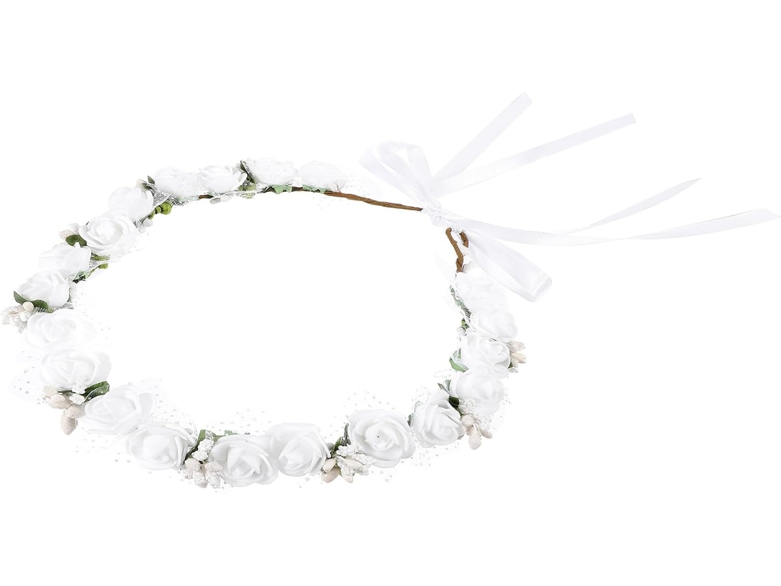 Bandeau A Couronne De Fleurs Branco Em Espuma Pe