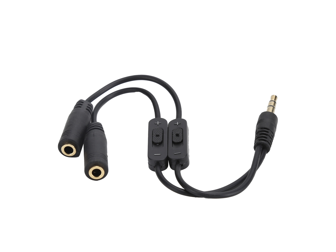 Conversor de Fone de Ouvido Mali para Casal Cavo Estéreo 3.5mm com Botão de Volume