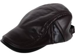 Gorro De Inverno Masculino Em Couro Pu Com Blocos De Cores, Quente E À Prova De Vento Com Proteção Para As Orelhas.