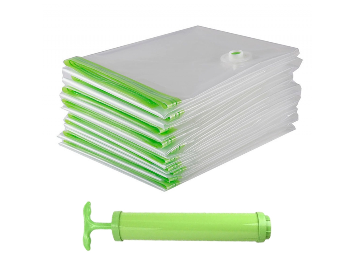 4 Sacos A Vácuo Para Roupas E Edredons, Bomba Manual Transparente