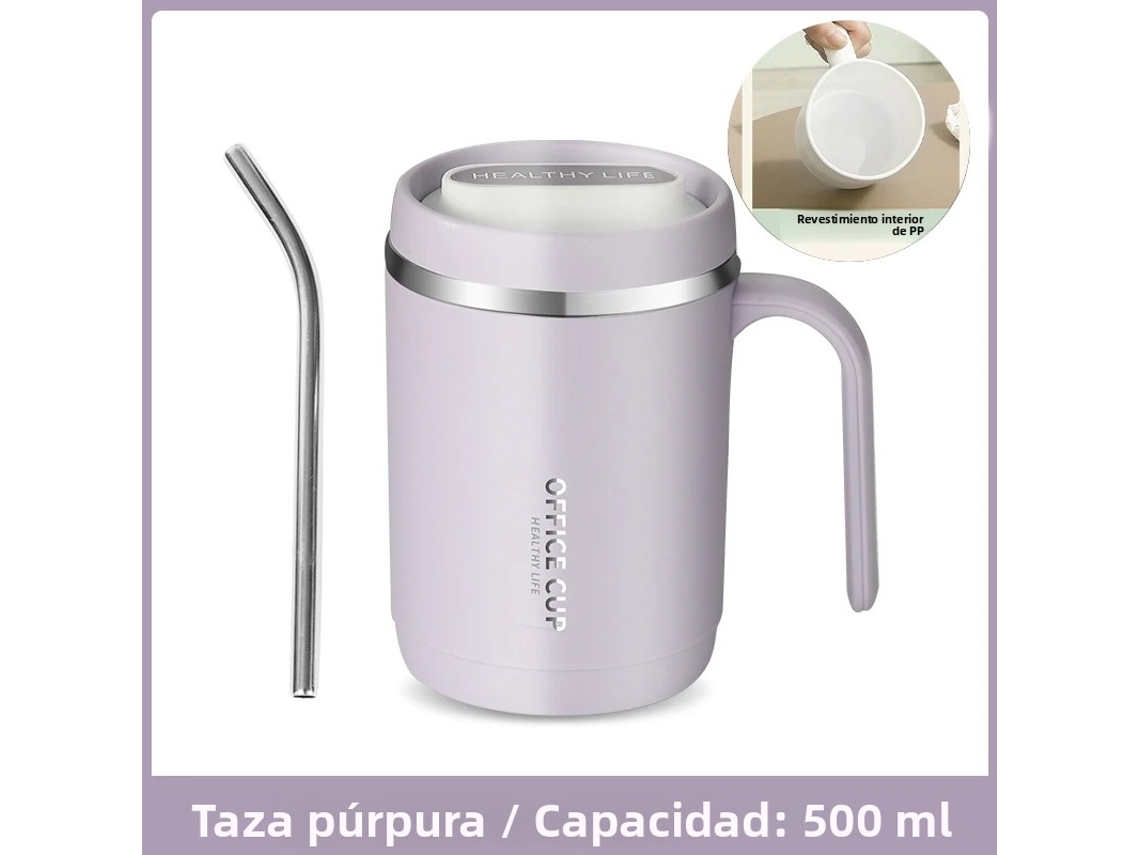 (roxo) Caneca De Café Portátil Com Tampa E Canudo, 500ml, Material Pp, À Prova De Vazamentos.