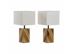 Luminária de Mesa Dkd Home Decor, 25,5 x 25,05 x 52 cm, Abeto Natural, Bege, Metal, Creme, 220 V, 60 W, 25 x 25 x 21 cm (Pacote com 2)