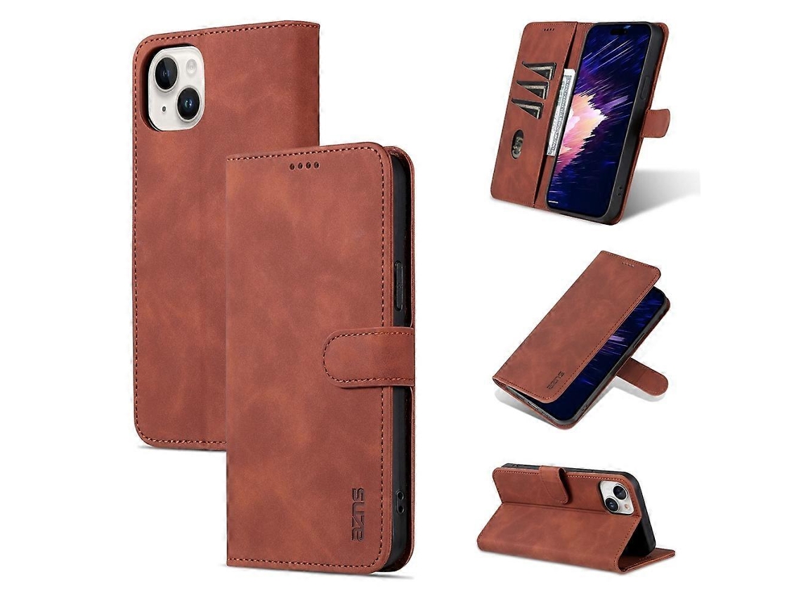 Capa De Celular Azns Em Couro Texturizado De Bezerro Com Toque Suave Para Iphone 16e