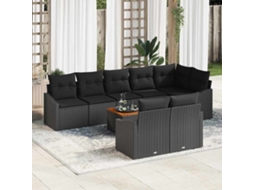 Vidaxl Conjunto De Sofá De Jardim 9 Unid. Preto Vime Pe