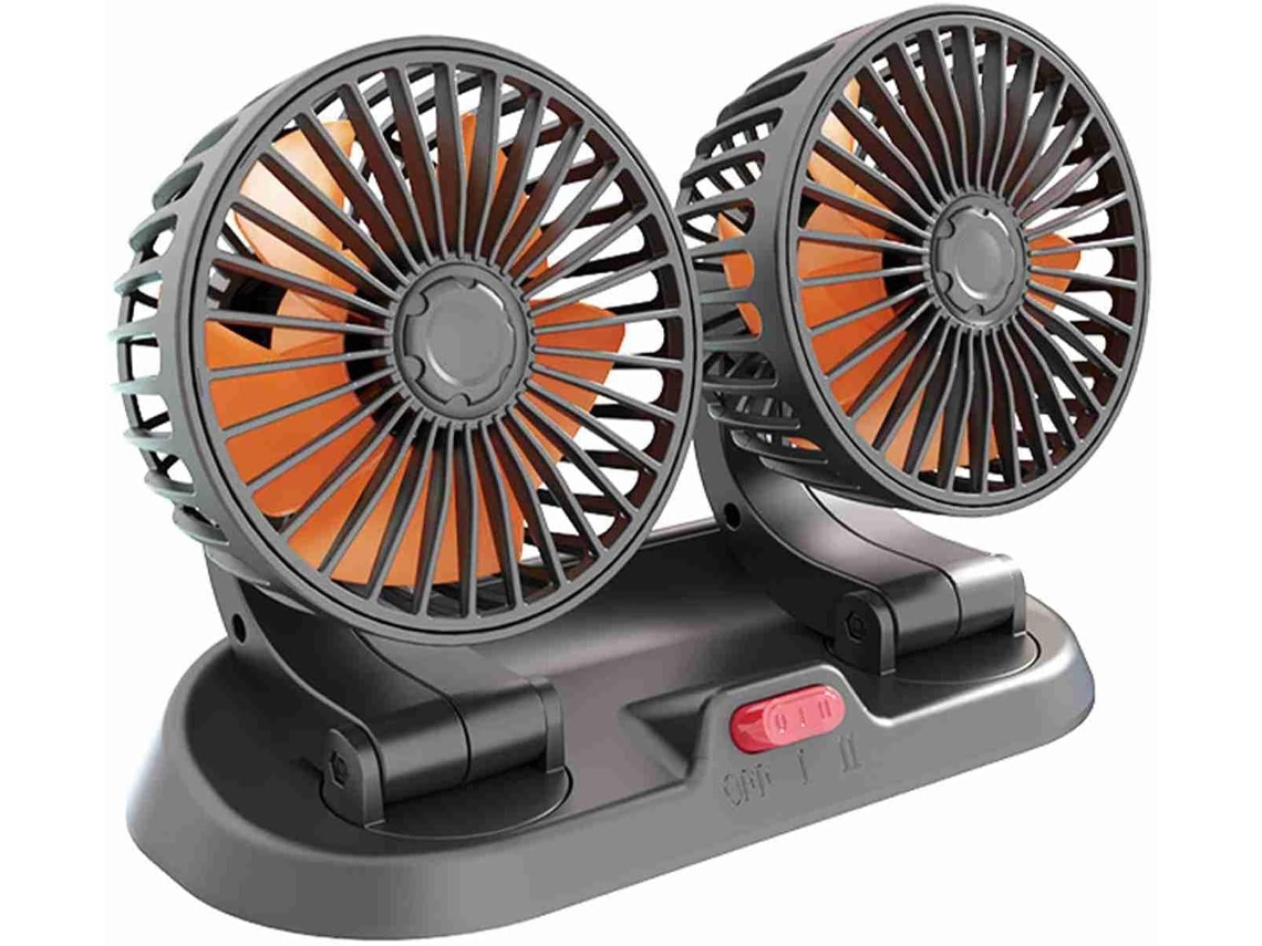 Ventilador de Resfriamento para Carro, Fluxo de Ar Ajustável com Duas Cabeças. SFUSHOS