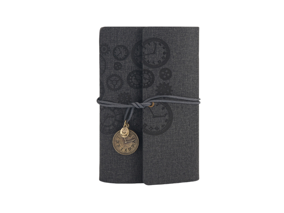 Caderno Vintage De Couro Pu Com Fecho De Alça Brilvibera