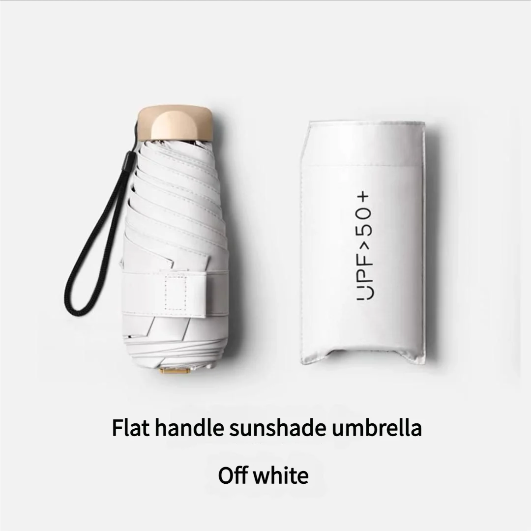 Mini Guarda sol, Compacto e Portátil, Dobrável, com Proteção Uv, Tamanho Ideal para Bolso. MDUG (branco creme)