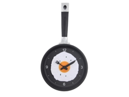 Rebe-reloj De Pared Silencioso Forma De Sartén De Huevo Frito Abs Operado Por Baterías Para Cocina Dormitorio Sala Negro