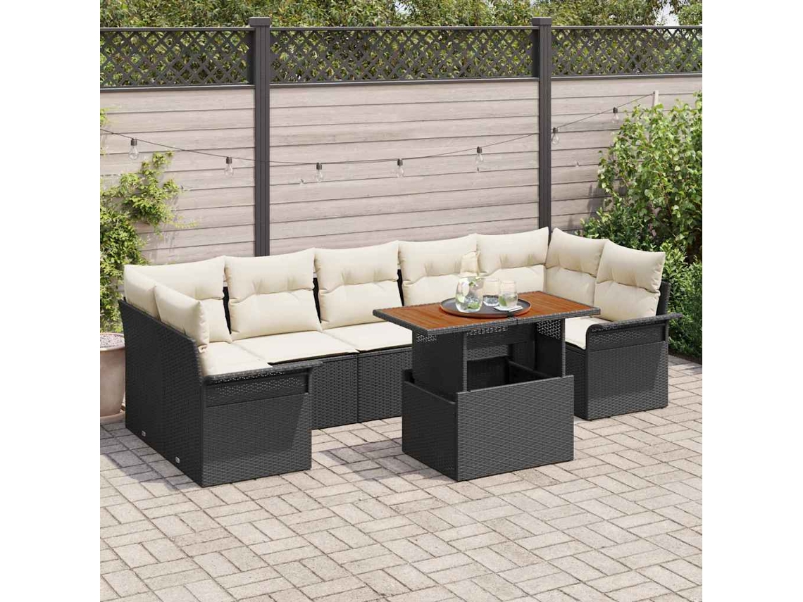 Vidaxl Conjunto De Sofá De Jardim 8 Unid. Preto Rattan Sintético