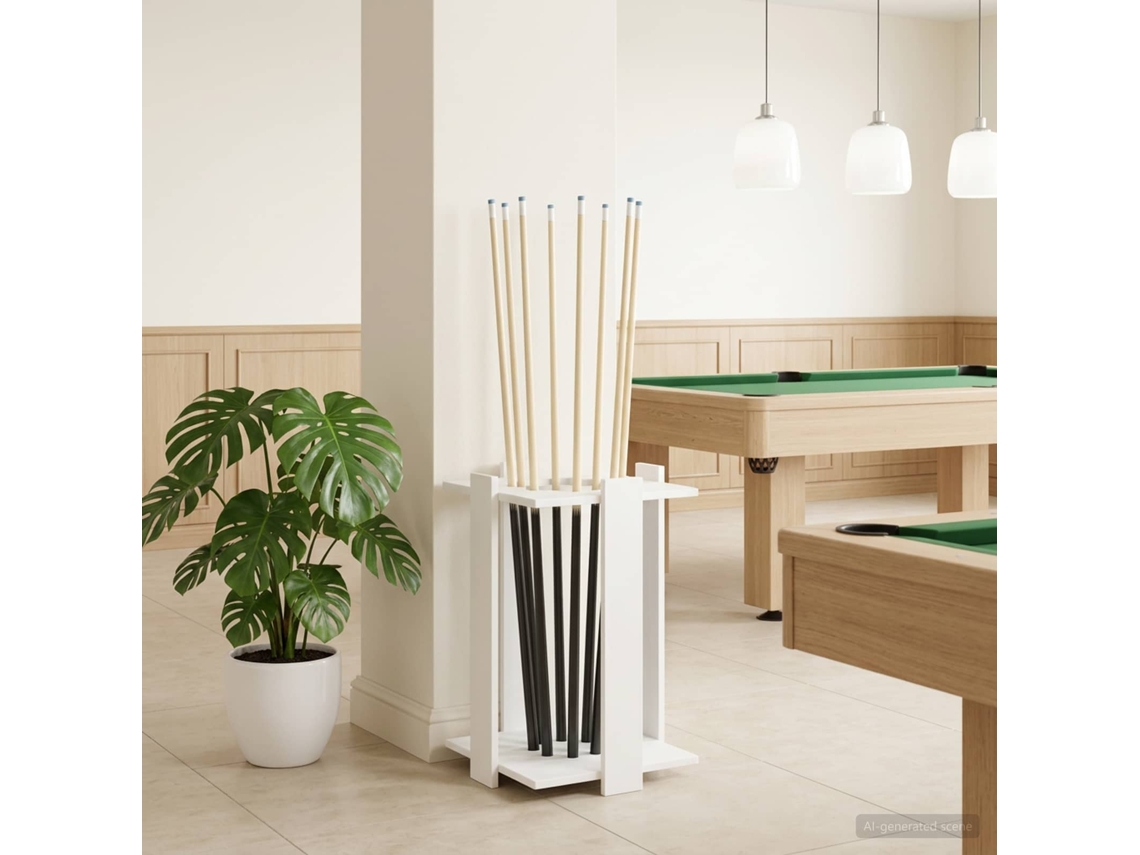 Vidaxl Suporte Para Taco De Sinuca Derivados De Madeira Branco