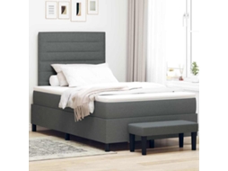 Vidaxl Cama Box com Cabeceira Cinza Escuro 120 X 190 Cm Tecido