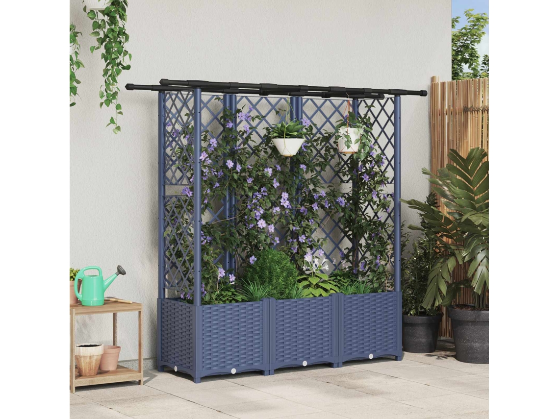 Vidaxl Cama Elevada Com Treliça E Telhado Cinzento 163,5 X 40 X 136 Cm