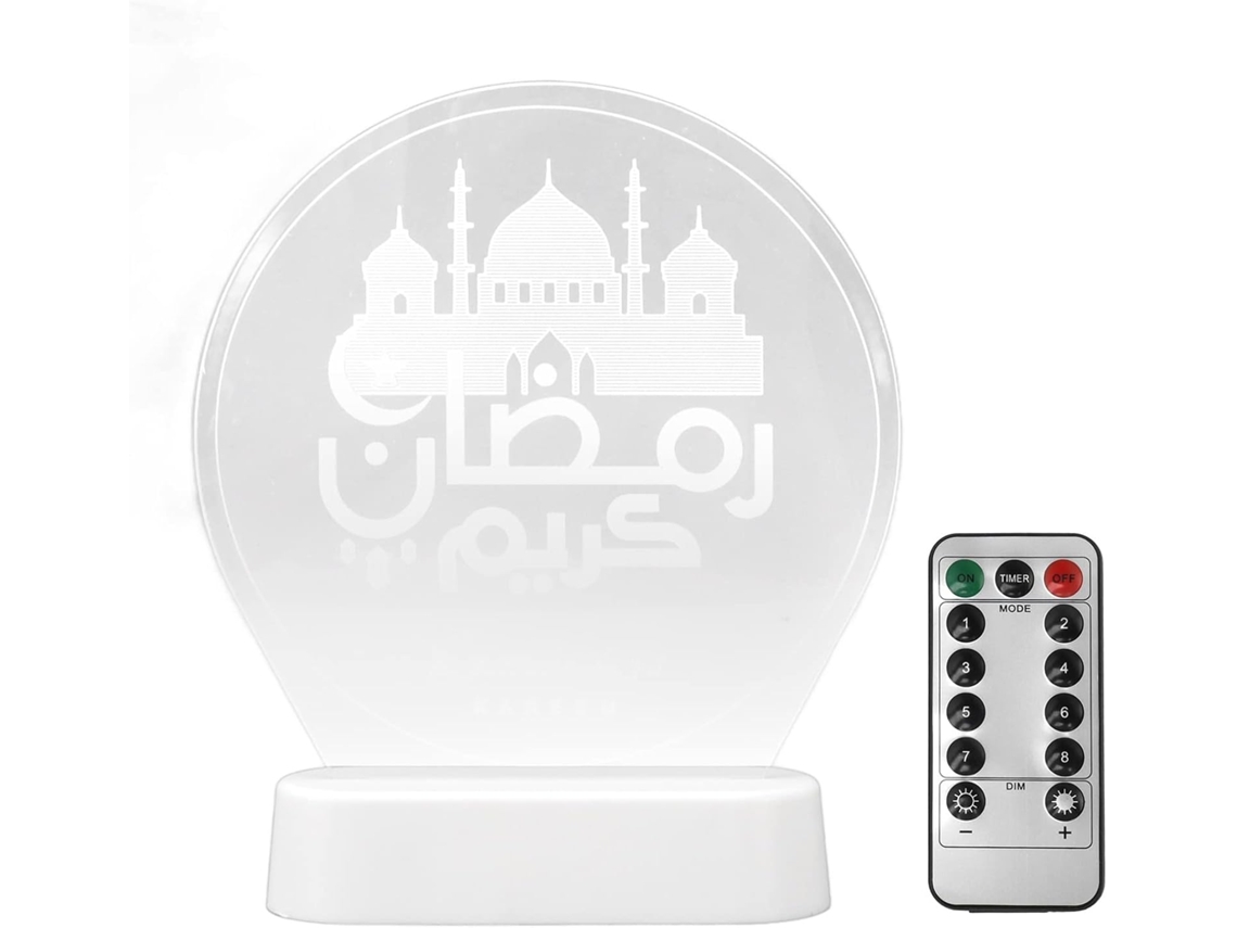 Luminária Noturna 3d Eid Mubarak Com Controle Remoto, Lâmpada Led Para