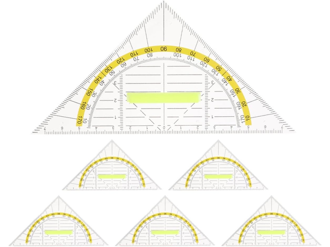 Conjunto Totority De 6 Réguas Triangulares Em Pp Para Desenho Técnico E Matemática, Fácil Identificação, Uso Recomendado