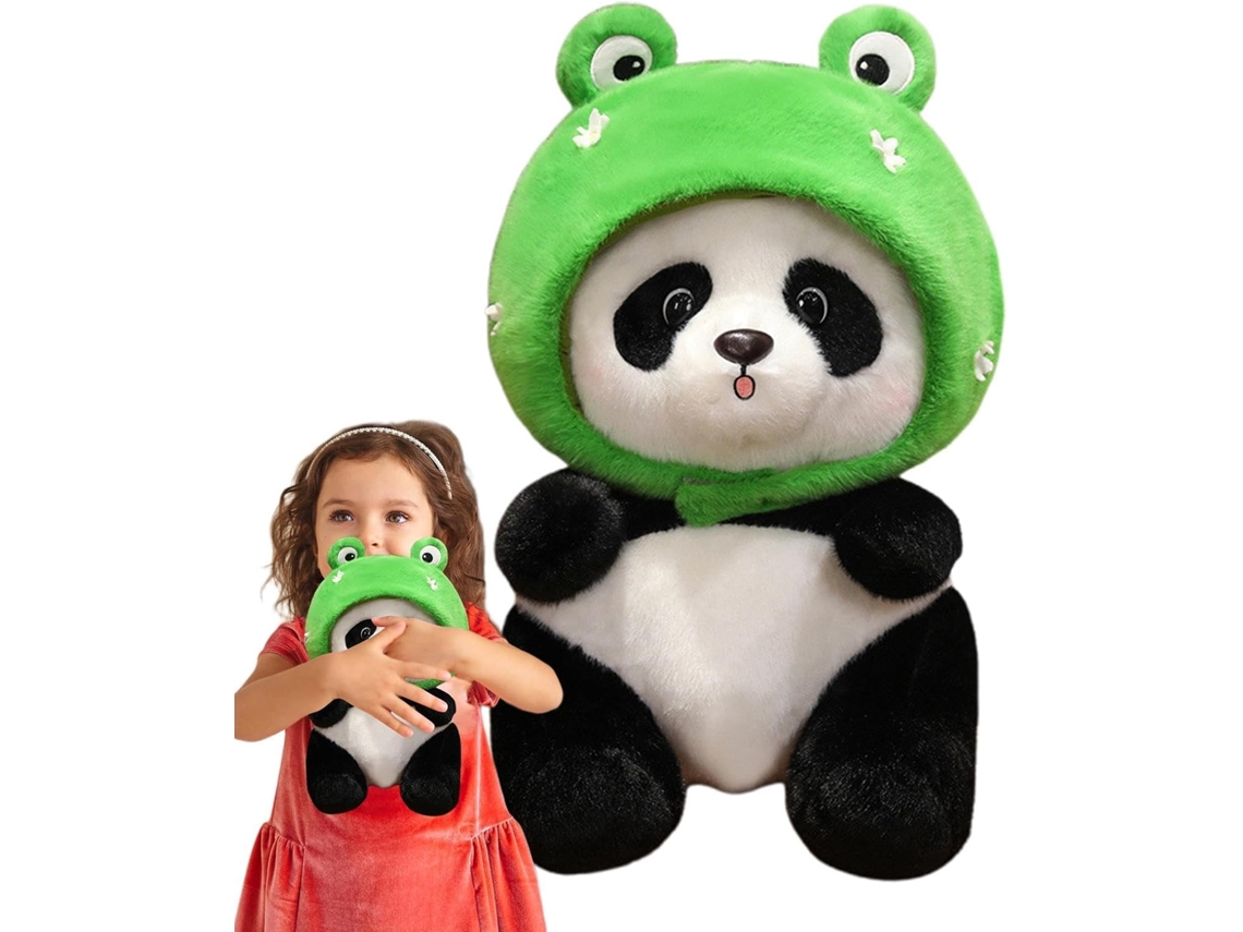 Panda De Pelúcia Gigante Com Lindo Adorno Cabeça Sapo