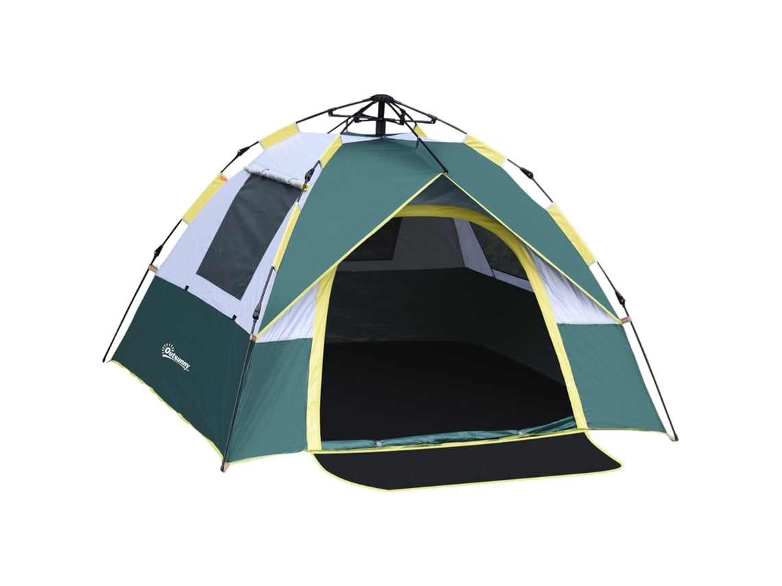 Barraca de camping pop-up 3 pessoas com porta, 3 janelas saco de transporte fibra de vidro poliéster PE BTFORUS