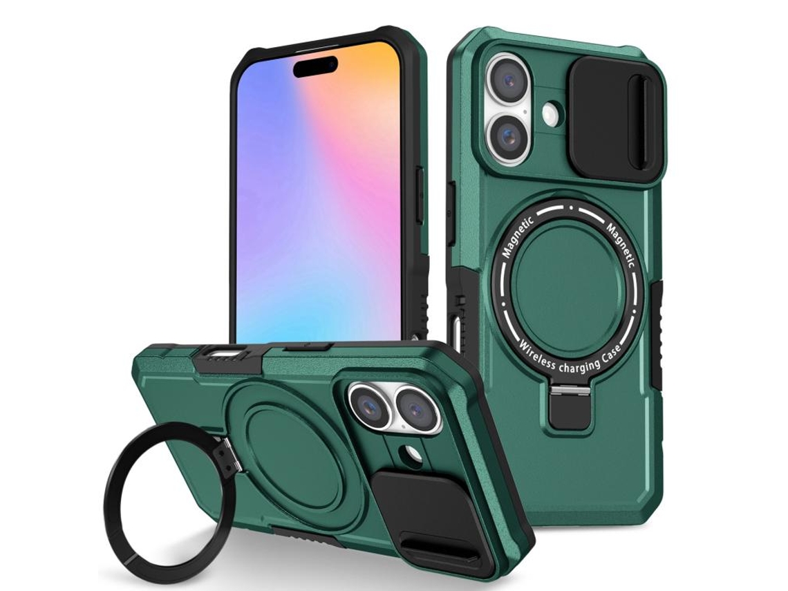 Capa Zruxe Compativel Com Iphone 16 Plus (sliding Camshield - Magsafe - Tpu - Pc - Verde Escuro)